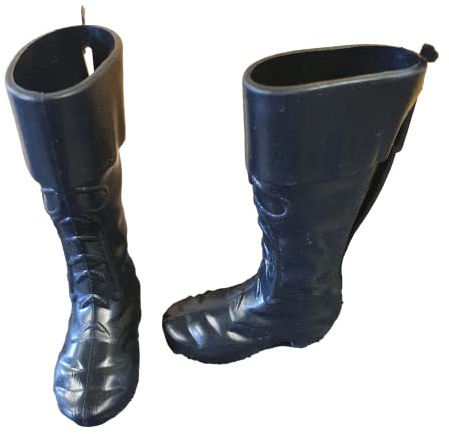 Fat-catz-copy-catz Clothing for Male Dolls - 1 Pair of Black Plastic Silicone Boots for Male Dolls Prince Charming Boots