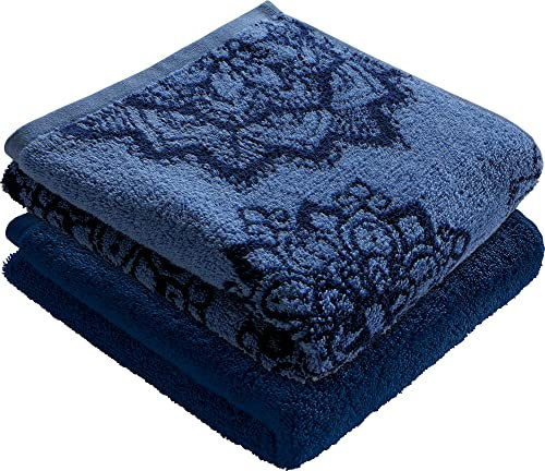 Erwin Müller Duschtuch Bühl 2er-Pack dunkelblau Größe 70x140 cm - besonders flauschig, voluminös, äußerst saugfähig