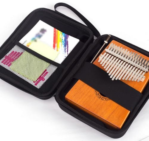 Kalimba - Caja de almacenamiento de 17 tonos, caja de kalimba de 21 teclas, bolsa de piano de pulgar EVA, caja de almacenamiento impermeable y piezas portátiles
