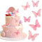 TIESOME 40 Stück Schmetterlinge Tortendeko, 3D Dreidimensional Schmetterlinge Deko Torte, Schmetterlinge Cupcake Topper Geburtstagsdeko Mädchen Happy Birthday Deko für Hochzeit Geburtstag Party