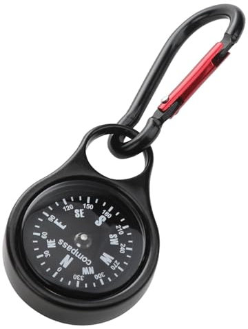 Kompass Schlüsselanhänger, Taschenkompass Wegweiser Outdoor Wasserdicht, Schlüsselhalter Edelstahl mit Kompasse und Karabiner, Mini Compass für Outdoor-Abenteuer und Tolle Geschenke (Schwarz)