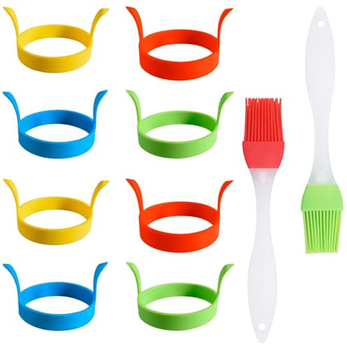 10 Pcs Set Egg Rings For Frying, Fried Egg Ring, Egg Ring, Egg Frying Rings, Silicone Egg Rings For Frying, Fried Egg Mould, For Making Fried Eggs, Pancakes, Breakfast Sandwiches