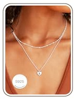 Avotto 925 Sterling Silver Inital Necklace for Women Double Silver Layered Initial Heart Necklace for Women Necklaces Stack Jewellry Gifts
