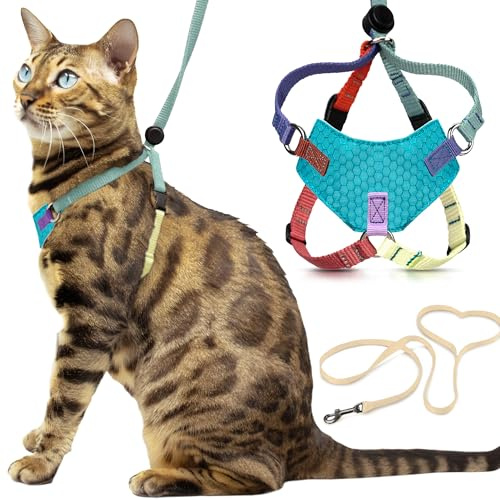 Houdini Escape-Proof Cat Harness and Leash Set by OutdoorBengal – Tactical Vest for Walking – Comfortable, Adjustable, and Lightweight – Houdini Cat Harness Escape-Proof for Cats +