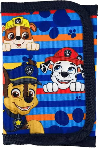 Paw Patrol - Portafoglio per Bambini e Ragazzi con Portamonete e Portatessere, Chiusura in Velcro, Nero, 13 x 10 x 2 cm