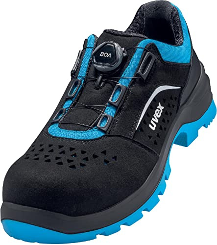 Uvex 2 xenova Chaussures basses avec système Boa Fit - Chaussures de sécurité S1 P SRC - Chaussures de travail pour homme et femme - Noir/bleu - Taille 51
