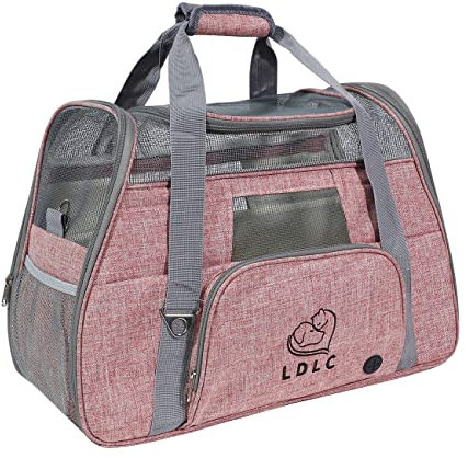 Beutel mit Oberöffnung, Faltkatzen mit Tragetasche, abnehmbares Fleece Pad und atmungsaktives Netz für Hunde und Katzen, große Kapazität, mit Schultergurt (pink)