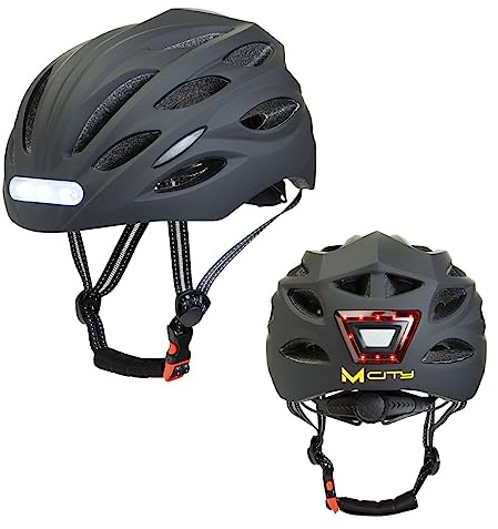 Casco Deportivo con luz Frontal y Trasera LED para Adultos
