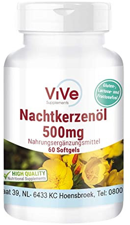 Nachtkerzenöl - 60 Softgels - Omega-6-Fettsäuren Gamma-Linolensäure und Linolsäure | Qualität aus Deutschland von ViVe Supplements