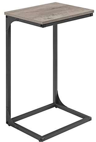 VASAGLE C-Shaped Side Table, Bedside Table, Sofa Side Table, with Metal Frame, Industrial, for Living Room, Bedroom, Heather Greige and Black LET353B02