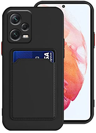 Wousunly Compatible avec Coque Redmi Note 12 Pro Silicone, Protection Xiaomi Redmi Note 12 Pro 5G Étui pour téléphone avec Porte-Cartes, Antichoc Ultra Fin et Anti-Rayures Carte Housse (Noir)