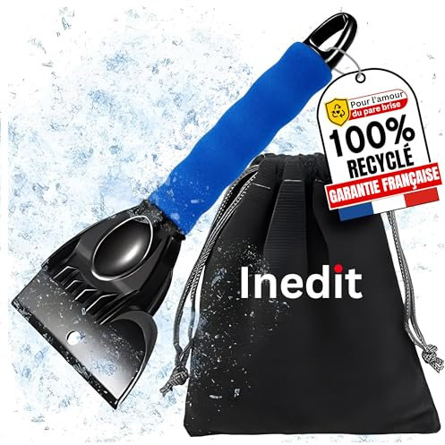 nedit Grattoir Pare Brise Voiture + Sac de Rangement Offert - Raclette Pare Brise Voiture - Gratte Pare Brise Voiture - Efficacité Garantie (Bleu)