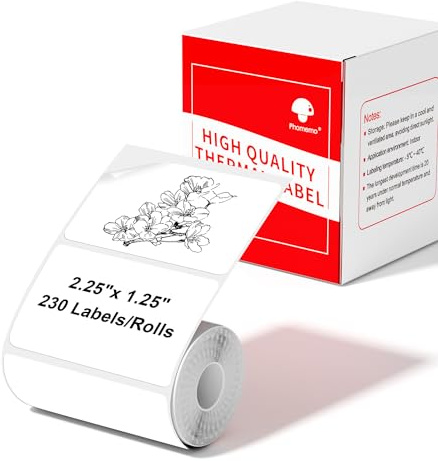 Phomemo Termiska etiketter, termoetikettpapper för M220 M250 M221 M421 etikettskrivare – multifunktionell självhäftande etikett, adressetikett, prisskylt 57 x 32 mm, 230 etiketter/rulle