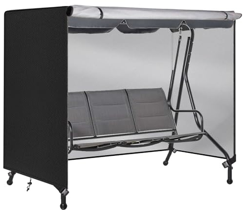 KRRRSJDJ Funda Columpio Hollywood Impermeable,(215×160×170cm) Cubierta Balancin Jardin Exterior Anti Viento,Cover Case Columpio Hollywood con Cordón y Hebilla Ajustable,Tela Oxford 420D (Negro)