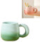 400ml Kaffeetasse Form mit Gewinde Cappuccino Tasse Teetasse Keramik Tassen Sanfte Farbverläufe (Grün)