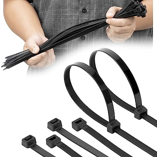 Armpow 100pcs 450mm x 9mm Long Heavy Duty Cable Tie Wide UV Resistant 80KGS/175LBS Tensile Strength for HVAC Outdoor Construction,Ultra Strong Self Locking Extra Long Zip Tie Wraps(Black)