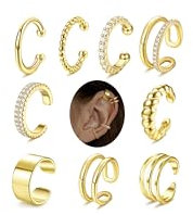 ORAZIO 8/9 Stück Ear Cuff Gold Silber Damen Ohrklemme Fake Helix Ohrringe Ohrmanschette Earcuff 14K Gold Vergoldet Fake Helix Piercings Ohrringe Ohrclips Damen Ohne Ohrlöcher