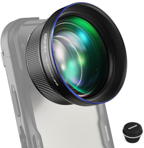 NEEWER HD 85MM Telephoto Phone Lens Only for 17mm Thread Backplate, 2.5X Magnification Compatible with SmallRig NEEWER iPhone Samsung Phone Cage Case with 17mm Lens Adapter, LS-59