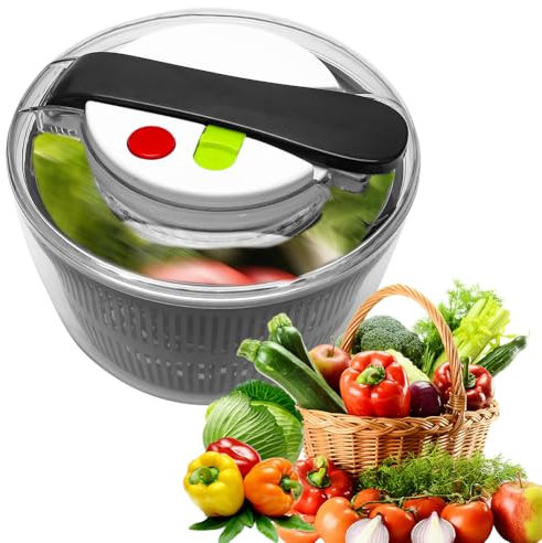 Umllpet Essoreuse à Salade avec Couvercle, 3L Essoreuse à Salade, Type de Presse, Sèche Légumes à Laitue de Cuisine, Essoreuse pour Laver la Salade pour Les Fruits, Légumes, Salade