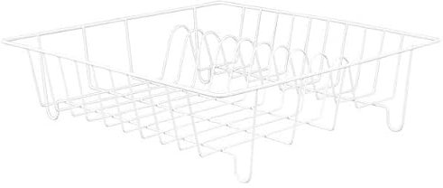 ReWu Geschirrabtropfkorb - Weiß - Abtropfgestell Geschirr Geschirrablage Korb Metall Abtropfschale Abtropfgitter Küchenaccessoire 34,5 x 34,5 cm