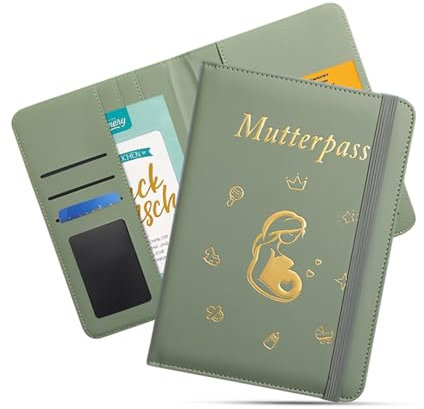 Mutterpasshülle aus Kunstleder, Mutterpass Schutzhülle Mutterschaftspass-Hülle mit 8 Fächern für Aufbewahrung von Impfpass Ultraschallbilder Usw, Geschenk für Schwangere Werdende Mütter