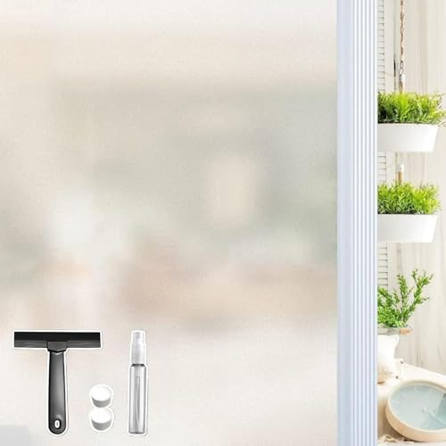 Qualsen Vinilos para Cristales Opaca Esmerilada, Adhesión Electrostática No Adhesivo Vinilo Ventana Privacidad Anti UV Decorativo Vinilo Cristal para Puertas Cristal Bano Cocina 115 x 300 cm