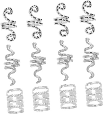 Homoyoyo 20 Piezas Anillos Metálicos para Trenzas Accesorios de Joyería para Dreadlocks DIY Adornos para Cabello con Diseño Vintage Duraderos y Fáciles de Usar Color Plateado