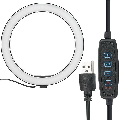 KIMISS Dimbar Selfie Fill Lamp - 10 Tums 2400-3000LM 12W LED-ringljus med Mobiltelefonklämma - Bred Kompatibilitetsring för Smink/fotografering