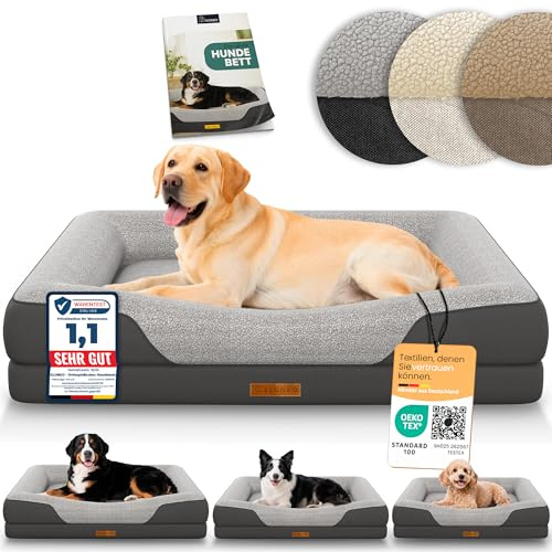 ELONEO Cama ortopédica para Perro Perros de tamaño Mediano - 106x76x19 cm, Cama con Espuma viscoelástica, Alfombrilla Impermeable y Lavable, cojín y colchón Acolchado, Gris