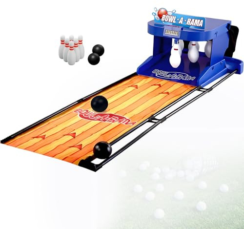 Elektroniskt bowlingspel med automatisk bollåtergång, LED-resultattavla, simulerade ljudeffekter, automatisk återställning, bowlingbana för barn inkluderar 6 käglor och 2 bollar 3.5m/11.48ft
