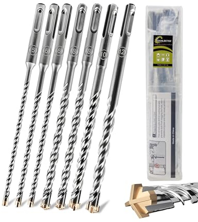SANLEETEK Juego de Brocas SDS Plus 7PCS 160mm Brocas para Hormigón Broca SDS Plus para Martillo para Mampostería Ladrillo Granito Hormigón Bloque, 5/6 * 2/8 * 2/10/12mm