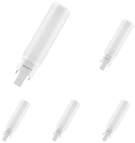 Osram DULUX D/E 18 LED-Lampe für G24Q-2 Sockel, 7 Watt, 700 Lumen, Warmweiß (3000K), rotierbar, Ersatz für herkömmliches 18W-Dulux Leuchtmittel (Packung mit 5)