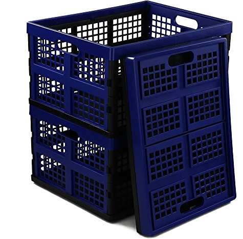 Gloreen 35 Quart Folding Crate Basket, Collapsible Storage Milk Crates, 3 Packs