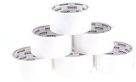 OFFICER PRODUCTS Verpackungsklebeband Farbe: Weiß/ 6 Rollen/Breite 48mm x Länge 46m/ Farbiges PP-Packband mit Acrylkleber/Verpackungsband Klebeband Paketklebeband/