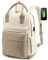 LOVEVOOK Rucksack Damen, 17 Zoll Laptop Rucksack Groß Schulrucksack Mädchen Teenager mit Laptopfach, Daypacks Tagesrucksack Wasserdicht für Schule Uni Reise Arbeit, Khaki Beige