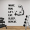 Wake Run Lift Essen Schlaf Wiederholen, Zitate Wand Aufkleber Vinyl Aufkleber Sport Motivation Workout-Fitness-Fitness-Studio-Liebhaber-Dekor Wandbilder 110x127CM