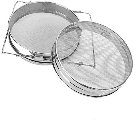 Pilipane Miele Filtro,Miele Setaccio Doppio Setaccio Acciaio Inox Anticorrosione Strumento di Apicicoltura Miele Ape Maglia Accessorio a Maglia per Riduzione Filtraggio Impurità Polline Cera,