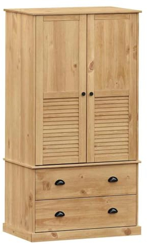 VidaXL Armadio Vigo 90x55x170 cm in Legno Massello di Pino, Armadio per Camera da Letto e Ingresso, con Cassetti