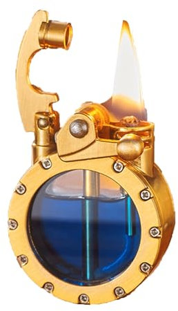 OLELY Encendedores de Queroseno Vintage Llama Suave Encendedor mechero con Tanque de Combustible Visible Transparente Reutilizable for colección Decorativo (Combustible no Incluido) (Color : G