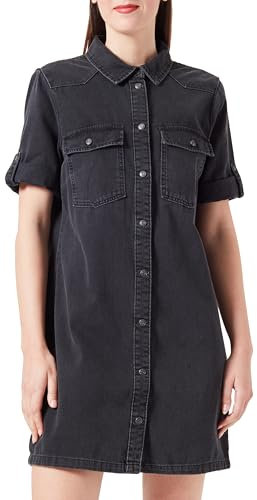 Noisy may Women's Nmnew Signe S/S Denim Dress Wg001bl Noos, Black (Black-2), XL