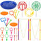 Dncvb 24 Stück Riesen Seifenblasen Set Kinder, Riesenseifenblasen Set mit Tablett, Groß Seifenblasen Stab und Seifenblasen Blasringe, Seifenblasenspielzeug füR Garten Spielzeug Kinder DraußEn