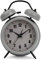 GIFTMARKET – Reloj Despertador analógico silencioso. Despertador de mesilla Gris. Reloj Despertador de Doble Campana con luz Nocturna. Sin Tic-TAC. 11,7 cm x 16 cm