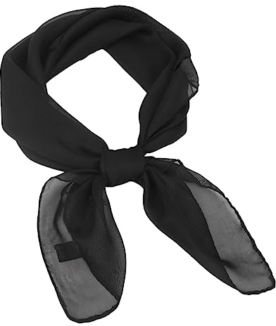 Maxtonser Sciarpa quadrata anni '50 sciarpa quadrata sciarpa quadrata fazzoletto retrò cravatta per capelli per le donne solido velato foulard nero