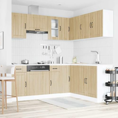 IKAYAA Mueble de Cocina 11 Piezas Kalmar,Cocinas Completas, Muebles De Cocina por Modulos, Armario Inferior de Fregadero, Armario Colgante Cocina, Armario para el Horno Roble Sonoma