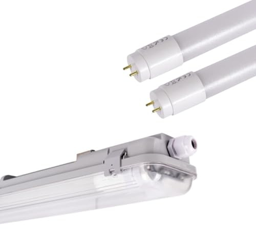 B·LED BARCELONA LED - Kit pantalla estanca doble 60cm + 2 tubos LED T8 9W - 4000K - Blanco Neutro