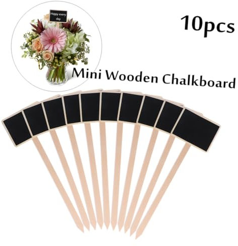 IMIKEYA 10pezzi Mini Lavagna in Legno Per Giardino Da Etichette Resistenti Per Piante e Fiori Personalizzabili Per Matrimoni e Decorazioni Natalizie