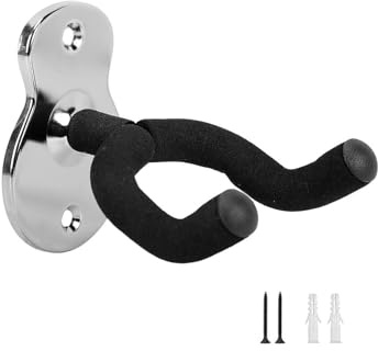 Guitar Wall Mount, Premium Titanium Alloy Guitar Wall Hanger with Non-Slip Pads, Space Saving Wall Mount Guitar Holder, Easy Installation Hooks for Acoustic and Electric Guitars (Rose) (Silver)