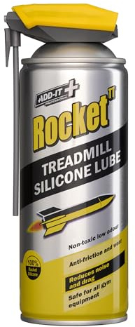 Rocket TT Treadmill Silicone Lube 400ml 100% Silicone Lubricant Spray | Non-Toxic & Low Odour, Reduces Noise & Drag, Prevents Belt Fluctuation, Extends Life of Treadmills & Gym Equipment