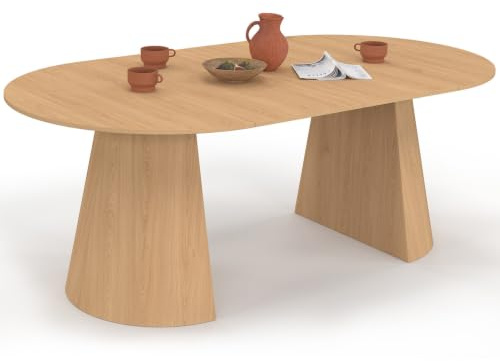 IDMarket - Table à Manger Ronde Extensible Angele 4-10 Personnes 110-200 cm | Coloris bois effet hêtre