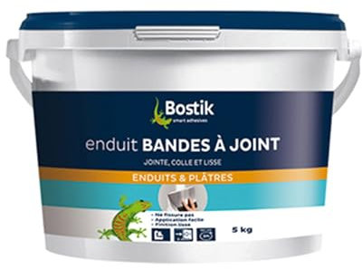 Bostik – Enduit Bandes à Joint en pâte – Jointe Lisse et Colle – Prêt à l'Emploi – Application Facile – Blanc – Pot de 5 kg